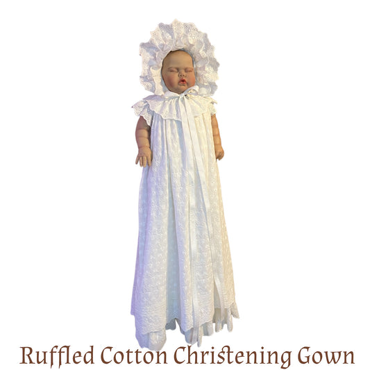 Ruffled Cotton Christening Gown 3-6 months