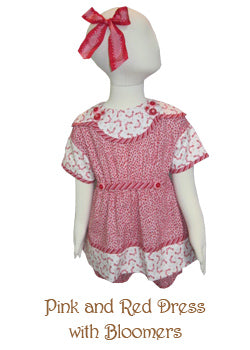 Pink and Red Dress with Bloomers, Size 12-18 months